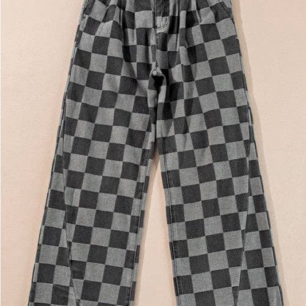 Gray and Black Flare Wide Leg Jeans